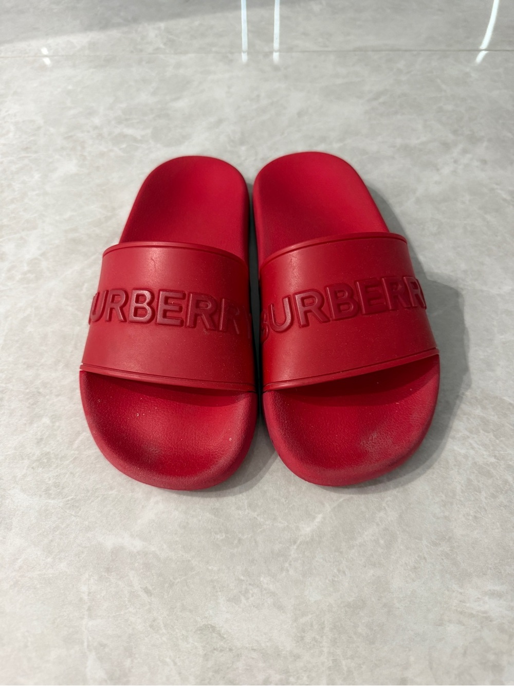 Burberry Red Embossed Logo Slide Sandals women’s size 38 size 8